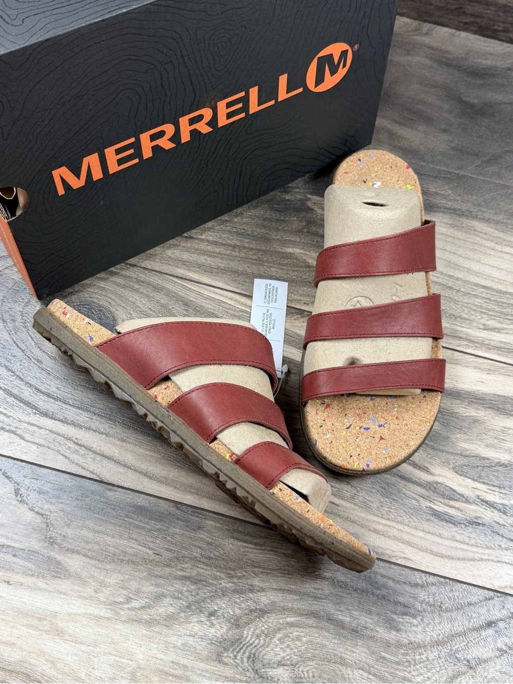 NIB Merrell Napa Valley Slide Leather Sandal Merlot 8